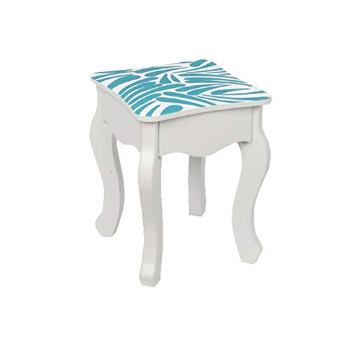 Ynredee Kids Vanity Set,Vanity Table and Chair with Three-Fold Mirror,Single-Drawing Curved Foot Children Dressing Table with Drawer (Blue and White) Ynredee
