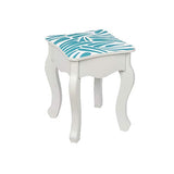 Ynredee Kids Vanity Set,Vanity Table and Chair with Three-Fold Mirror,Single-Drawing Curved Foot Children Dressing Table with Drawer (Blue and White) Ynredee