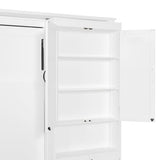 Murphy Bed with Dual Sliding Storage Cabinets, Hidden Wall Cabinet Design, Dual 6-Tier Side Shelves, Large-Capacity Space-Saving Wall Bed System for Modern Homes & Multifunctional Rooms, Full, White Merax