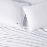 Lacoste 100% Cotton Percale 4-Piece Sheet Set – Cool, Crisp, Matte, and Durable, Oeko-Tex Certified – Solid, White, Standard King Lacoste