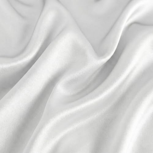 Thmyo 3-Piece Satin Bedding Set,Satin Fitted Sheet with Pillowcases,Soft Comfort Hypoallergenic Breathable Bedding Set (1 Fitted Sheet+2 Pillowcases) (White, Full) Thmyo