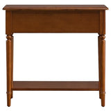 Leick Home Coastal Console Table, Solid Wood, with Drawer and Shelf, for Entryways, Hallways, and Living Rooms, Pecan Brown, 20027-PC Leick Home