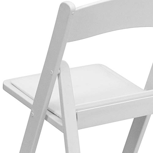 Flash Furniture Hercules Series Folding Chair - White Resin - Set of 4 800LB Weight Capacity Comfortable Event Chair - Light Weight Folding Chair