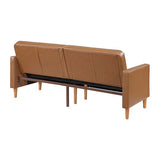 Lexicon 79"W Convertible Futon Sofa Bed, Loveseat, Faux Leather Upholstered Couch Sleeper, Adjustable Backrests, Padded Pocket Coil, Solid Wood Legs for Living Room, Bedroom, Apartment, Office, Camel Lexicon