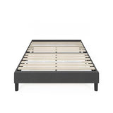 Zinus Curtis Upholstered Platform Bed Frame, Mattress Foundation, Wood Slat Support, No Box Spring Needed, Eco Friendly WonderBox (TM) Packaging, Dark Grey, Queen Zinus