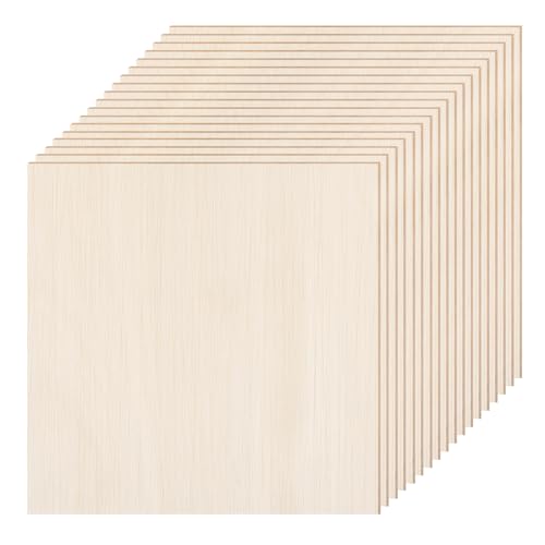 18 Pack Basswood Sheets - 6x6 Inch x 1/16 Inch Thick Plywood Balsa Wood Squares for Crafts, Laser Cutting, Wood Burning and Drawing pojah