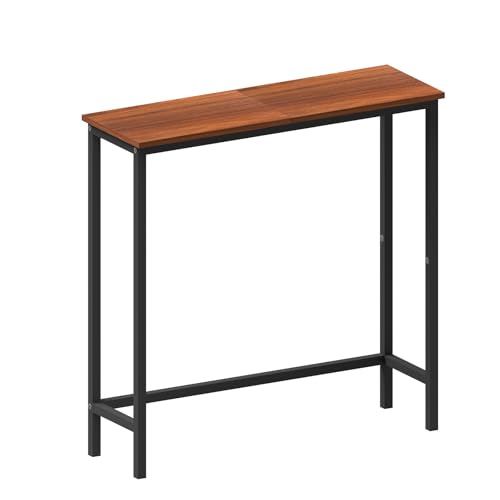 HollyHOME Narrow Console Table, 29.5" Slim Entryway Table, Sofa Stand, Hallway Shelf for Hallway, Bedroom, Living Room, Foyer, Canyon Walnut HollyHOME