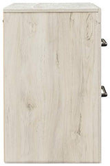Signature Design by Ashley Cambeck Farmhouse Industrial 2 Drawer Two Drawer Nightstand with 2 Slim-Profile USB Charging Stations, Whitewash Signature Design by Ashley