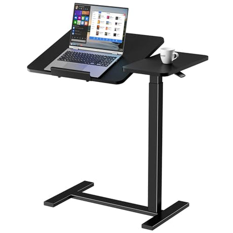 Sweetcrispy Small Standing Desk Rolling Table Adjustable Height, Laptop Mobile Stand with Wheels, Portable Computer Workstation with Tiltable Desktop for Teacher Classroom Home Office, Black Sweetcrispy