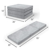 SINWEEK Tri Folding Mattress Foam Topper 4" Thickness Floor Cot Mattress, Guset Bed with Removable&Machine Washable Cover and Lining, CertiPUR-US Certified 25 x 75 Inch SINWEEK