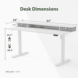 Agilestic 63 x 24 Inches Electric Standing Desk with 2 Storage Drawers, Stand Up Desk Adjustable Height, Sit and Stand Computer Table with Splice Board, White Agilestic
