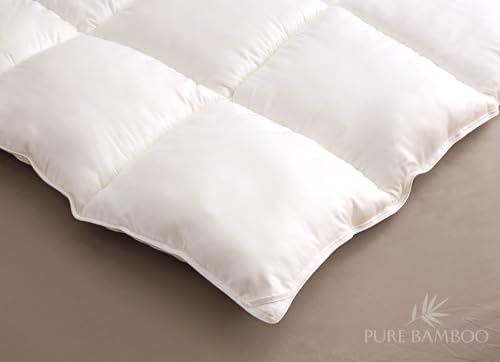 Pure Bamboo Duvet Insert Queen Size (90x92 in) - Ultra Soft Quilted Duvet Insert with 8 Corner & Side Loops, Double Stitching, Satin Piping - Luxuriously Soft (Queen, Heavyweight) Pure Bamboo