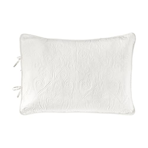 Laura Ashley Felicity Collection Quilt Set-100% Cotton, Reversible, All Season Bedding with Matching Sham(s), Pre-Washed for Added Softness, Twin, White Laura Ashley
