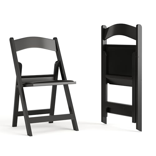 EMMA + OLIVER Folding Chair - Black Resin – 2 Pack 800LB Weight Capacity Comfortable Event Chair - Light Weight Folding Chair EMMA + OLIVER