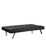 Naomi Home Zoe Futon Sofa Bed, Black Faux Leather, 3-Position Convertible, Space-Saving, 68.9" W Naomi Home
