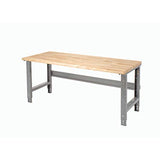 Global Industrial Adjustable Height Workbench C-Channel Leg, 72" W x 30" D, 1-3/4" Maple Top with Safety Edge, 2000 Lbs. Capacity, Gray Frame, Industrial Workbench Global Industrial
