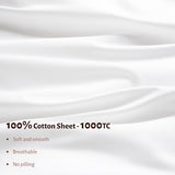 Shilucheng 100% Egyptian Cotton Queen Size Sheets Set - 1000 Thread Count，Luxury Cotton Bed Sheets，Breathable & Cooling Bedding and Pillow Cases, 16 Inch Deep Pocket - 4 Piece (White, Queen) Shilucheng