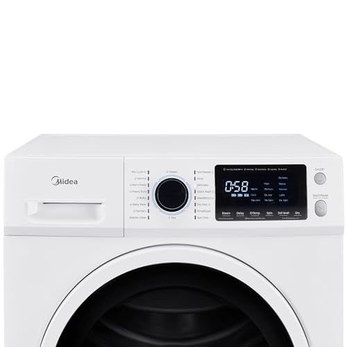 Midea 24 Inch Washer and Dryer Combo, All in One Washer and Dryer 2.7 cu.ft 26lbs, Ventless Washing Machine, Steam Care, Overnight Dry, 1400 RPM, 16 Cycles Front Load Washer, Full-Automatic, White Midea