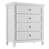 BOSHIRO White Dresser for Bedroom, 4 Chest of Drawers, Wooden Dressers Tall Nightstand with Drawer, Farmhouse Cabinet for Bedroom, Living Room,Hallway BOSHIRO