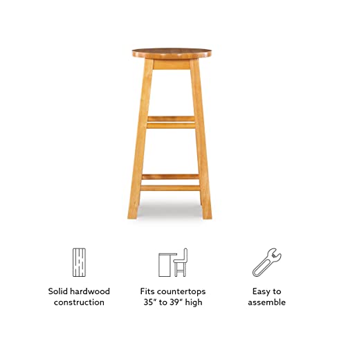 Linon Natural Barstool with Round Seat, 24-Inch Linon
