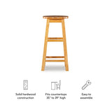 Linon Natural Barstool with Round Seat, 24-Inch Linon