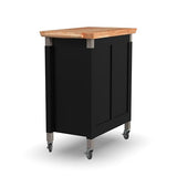 Home Styles Black Dolly Madison Prep and Serve Kitchen Cart with Natural Top, Locking Casters, Two Drawers, Two Storage Cabinets homestyles