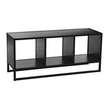 Household Essentials Jamestown TV Stand Coffee Table with Square Cube Storage Compartments Black Oak Wood Grain and Black Metal Household Essentials