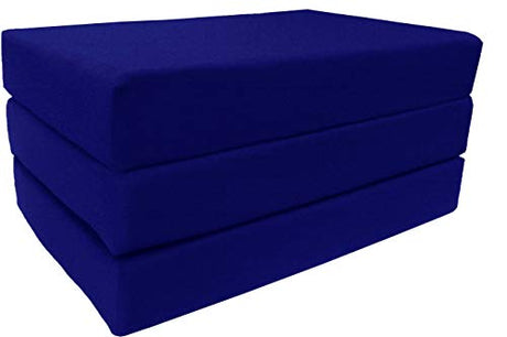 D&D Futon Furniture Shikibuton Trifold Foam Beds, Folding Mattress, Ottoman, Twin Size Royal Blue 75 x 39 x 6 Thick D&D Futon Furniture