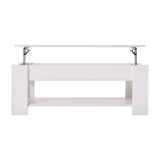 Panana Modern Lift Up Top Coffee Table with Hidden Storage and 1 Shelf Wooden Tea Table Sofa End Table for Living Room, Office, 39.4" x 19.7" x 18.5" (White) Panana
