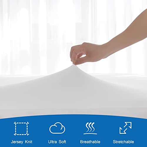 Twin Fitted Sheet Only, Twin Size Sheets for Kids Up to 12 Inches Deep Procket, Single Bed Mattress Sheets Stretchable Breathable Cover for Air Mattress, White Coldwind