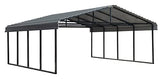 Arrow Carports Galvanized Steel Carport, Double Car Metal Carport Kit, 20' x 20' x 7', Charcoal Arrow Shed