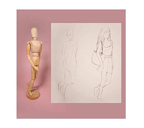 8 Inch Artists Wooden Manikin Flexible Body Joints Human Figure Puppet Model Wood Male Mannequin Doll Ornament Stand for Home Office Desk Decoration Sketching Drawing Painting Supplies Gift Holiberty