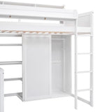 Twin Size Loft Bed with Wardrobe, Desk, and Storage by Harper & Bright Designs in White Finish Harper & Bright Designs