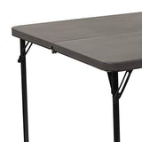Flash Furniture Dunham 2.83' Square Plastic Folding Event Table with Carrying Handle, Bi-Fold Banquet Table for Indoor/Outdoor Events, Dark Gray Flash Furniture
