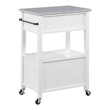 OSP Home Furnishings Fairfax Kitchen Cart with Granite Work Top and Extra Storage Drawer and Cabinet, White Office Star Products