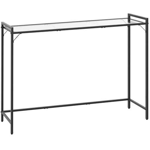 Livofloral 40.6" Tempered Glass Console Table for Entryway, Narrow Console Tables with Storage, Hallway Table for Entryway, Living Room, Black Sofa Tables Behind Couch, Modern Style, Easy Assemble Livofloral