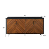 Walker Edison Fehr Modern 4 Door Bookmatch Buffet, 58 Inch, White Walker Edison