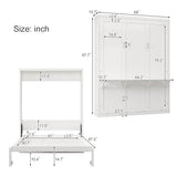 Ball & Cast Murphy Bed Queen Szie Multi-Function 68-inch Cabinet with Desk Combo,No Spring Box Required,Folding Wall Hideaway Bed Frame w/Slat Support,for Guest Room,Study, Office,White Ball & Cast