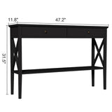 ChooChoo 47" Console Table with Drawers, Narrow Wood Accent Sofa Table Entryway Table with Storage Shelf for Entryway, Front Hall, Hallway, Living Room, Black ChooChoo
