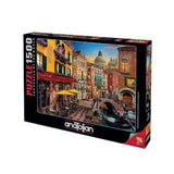 Anatolian Puzzle - Canal Cafe Venice, 1500 Piece Jigsaw Puzzle, Code: 4553 Anatolian