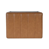 HomePop Theodore Channel Tufted Small Ottoman - Carmel Faux Leather HomePop