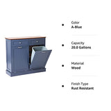 LOUVIXA Tilt Out Trash Can Cabinet with Double Hidden Trash Can Holder, Kitchen Free Standing Recycling Cabinet,Dog Proof Trash Can,Wood (Blue) LOUVIXA