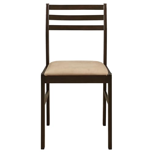 Coaster Home Furnishings 3-Piece Round Wood Dining Room Set Drop Leaf Extension Table Ladder Back Side Chairs Upholstered Seat Cushions Cappuccino and Tan 130005 Coaster Fine Furniture