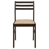 Coaster Home Furnishings 3-Piece Round Wood Dining Room Set Drop Leaf Extension Table Ladder Back Side Chairs Upholstered Seat Cushions Cappuccino and Tan 130005 Coaster Fine Furniture