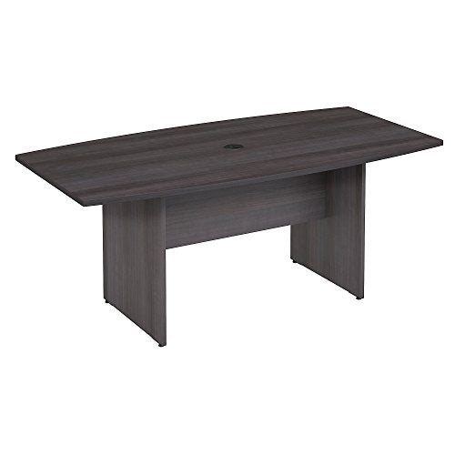 Bush Business Furniture Boat Shaped Conference 4-6 People with Wood Base | Stylish 6 FT Table for Office Boardrooms and Training Rooms, 72W x 36D, Storm Gray