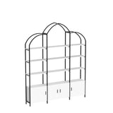 Semoic Stylish 5-Tier Triple Wide Arched Bookshelf with Cabinets - Black and White Etagere Bookcase for Home Office Semoic