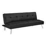 OSP Home Furnishings Kenneth Modern Button Tufted Convertible Click-Clack Futon Sofa Bed, Black Faux Leather with Chrome Legs OSP Home Furnishings