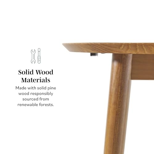 Walker Edison Mid Century Solid Wood Oval Extension Dining Table with Hairpin Legs and Removable Leaf, 60 Inch, Caramel Walker Edison