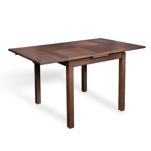 CONSDAN Extendable Dining Table Set(Table Only), Solid Hardwood Structure – Space-Saving Design, Ideal for Compact Dining Space and Expands for Larger Dining Areas