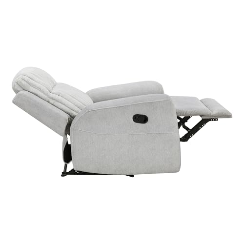 Lexicon Modern Recliner Chair for Living Room, Manual Wall Hugger Textured Microfiber Reclining Chair, Plush Corduroy Channel Seat Back, Manual Recliner, Light Gray Lexicon